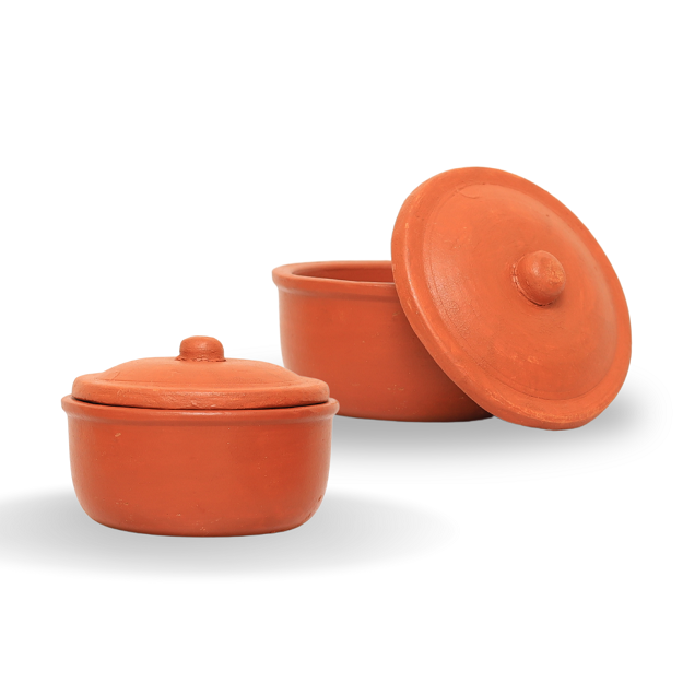 Bowl with Lid - Brown - Pack of 2