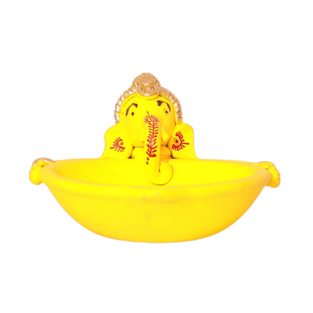 Ganesh Diya - 16x9 cm Yellow