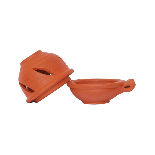 Diya with Lid - Cross hole