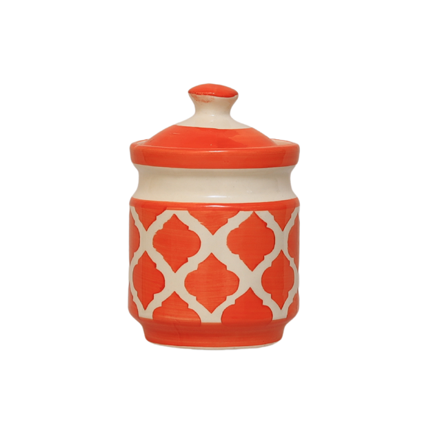Pickle Jar with Lid - Ceramic orange