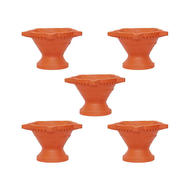 Star diya with small stand - 9x5.5 cm - pack of 5