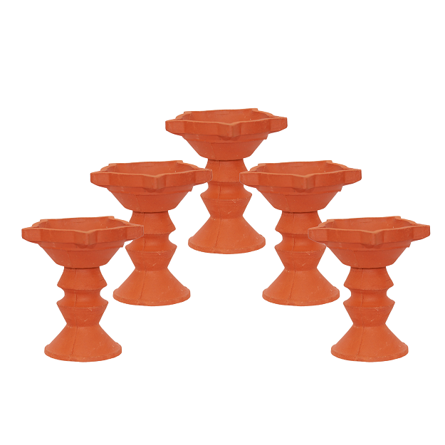 Star diya with big stand - 9x10 cm - pack of 5