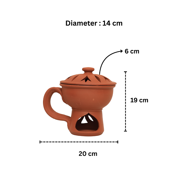 Sambrani Holder with Lid and bottom - 20x19 cm