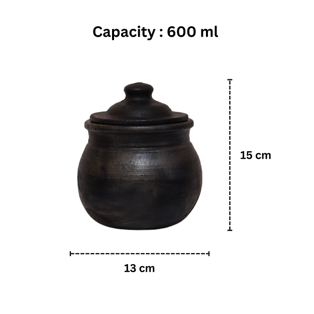 Curd Pot with Lid - Black